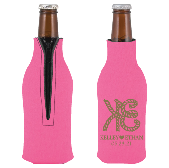 Zipper Beer Bottle Koozie (Hot Pink)