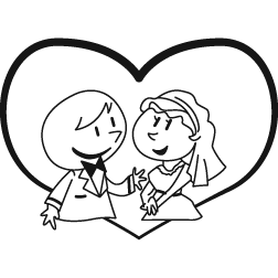 Bride Groom Cartoon Heart